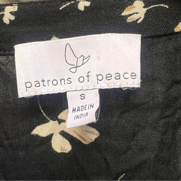 Patrons of Peace long sleeve black floral Tie front Dress floral whimsy Goth S - Picture 13 of 15